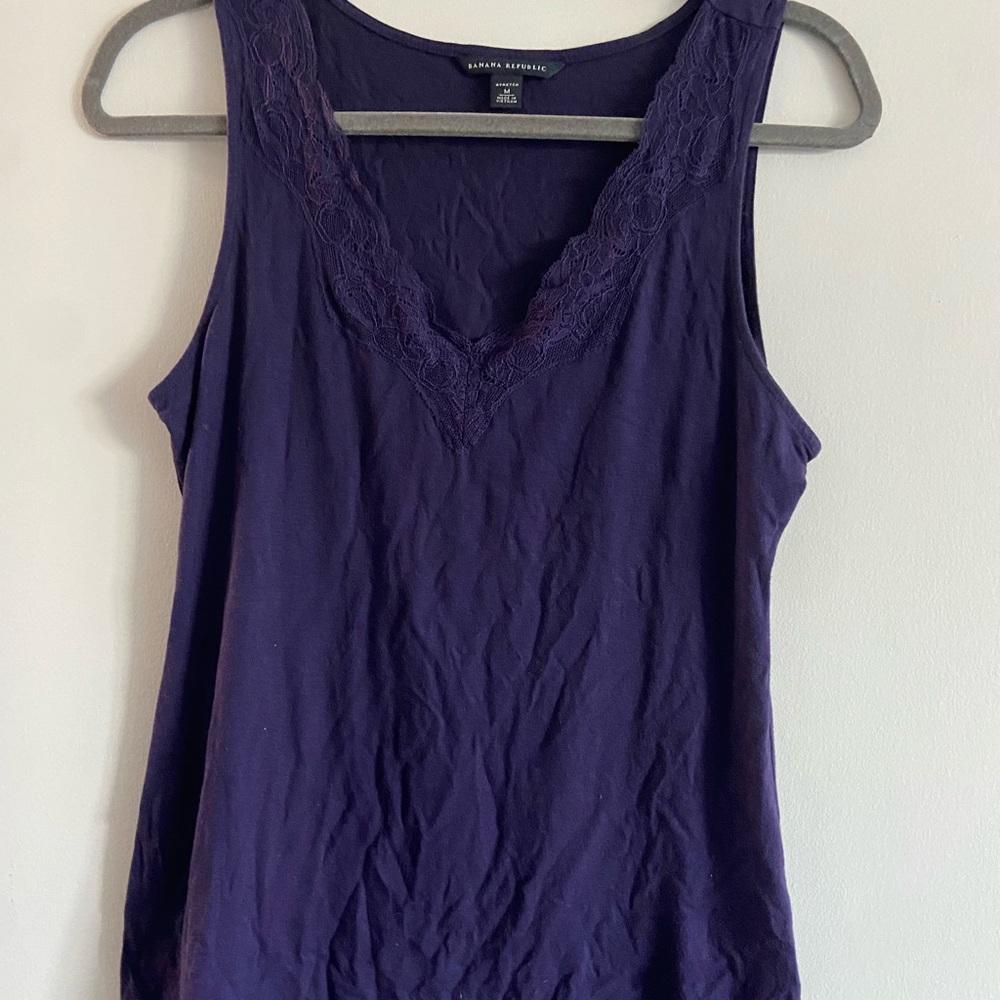 Banana Republic Purple Lace Trim Tank - Medium